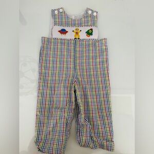 Remember Nguyen Multicolor Plaid Smocked Astronaut Jon Jon